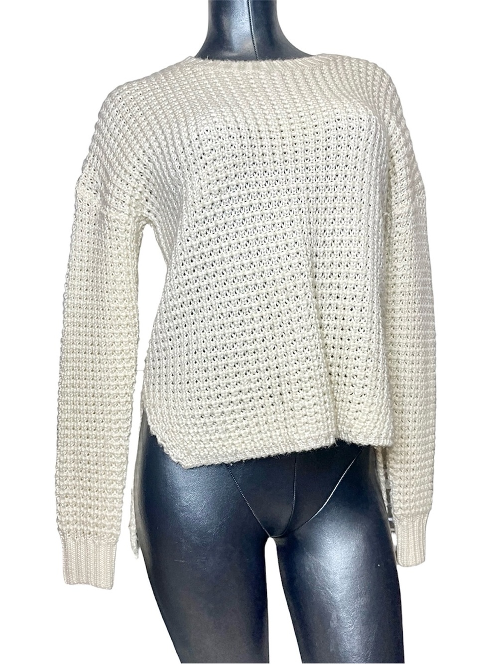 Sam Edelman Ivory Open Knit Pullover Sweater Womens Medium Chunky Textured